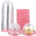 Patelai Clear Plastic Mini Cupcake Container, Mini Cupcake Box Muffin Dome Muffin Single Container Box for Wedding Birthday Cheese Pastry Dessert Cake(Pink,150 Pieces)