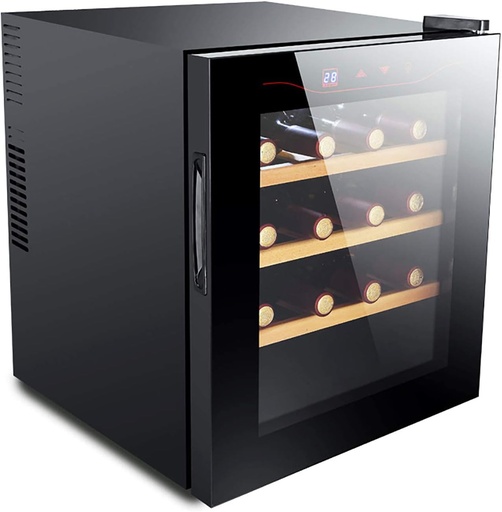 [BRSRAYABBUPRO2T3] Wine Cooler Refrigerator Fridge 16 Bottles Single Zone Wine Cellar Freestanding Wine Chiller with Double-Layer Glass Door Touch Screen Stainless Steel
