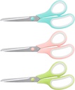 Scissors 8.5 Inch scissors all purpose Bulk Set of 3, Scissors for Office Home School Craft Supplies, Soft Comfort-Grip Right/Left Hand, Viridian, Vivid Green, Pink