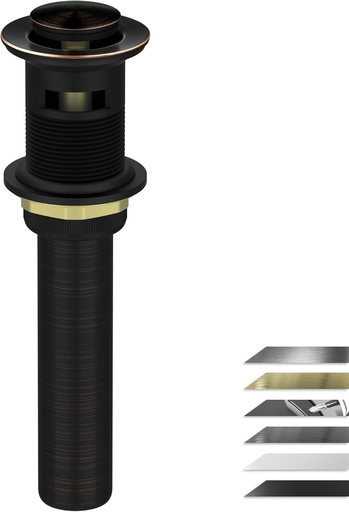 [BRSROEIYA4HGE3LG] All Metal Heavy Duty Bathroom Sink Drain with Overflow, Brass and 304 Stainless Steel Rustproof Vessel Lavatory Vanity Pop Up Drain Stopper, Oil Rubbed Bronze