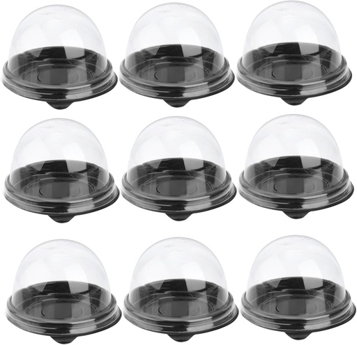 [BRSRAGAQBABQIETG] Garneck 50pcs Black Round Yolk Crisp Box Plastic Dessert Packaging for Cakes Muffins and Treats for Parties and Special Occasions