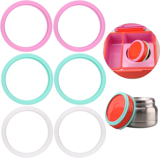 [BRSRAAT2DJ4GEADG] 6 pcs Replacement Rubber Lid Seals for Omie OmieBox Bento Lunch Box ，rubber gasket for Omie OmieBox bento box,100% food safe silicone rubber(3 colors