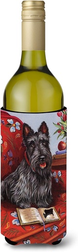 [BRSWYA35BEGWOD3L] Caroline's Treasures PPP3179LITERK Scottie Lil Einstein Wine Bottle Hugger Bottle Cooler Sleeve Hugger Machine Washable Collapsible Insulator Beverage Insulated Holder