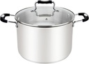 Stock Pot, Large Stainless Steel 17 Quart StockPot, Large Cooking Pot, Clear Glass Lid and Measurement Markings, Steam Hole, Induction, Gas, Electric Compatible Big Boiling Pot