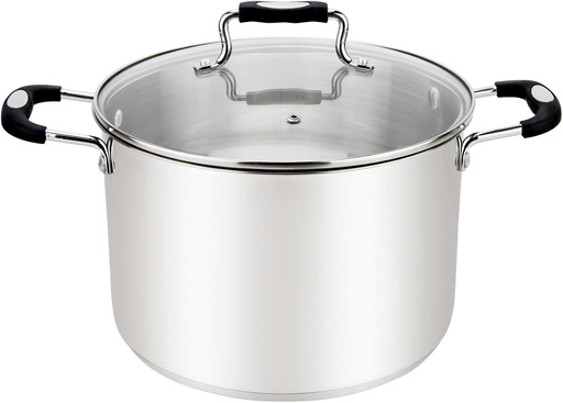[BRSWYAT6CJ6QGGYZ] Stock Pot, Large Stainless Steel 17 Quart StockPot, Large Cooking Pot, Clear Glass Lid and Measurement Markings, Steam Hole, Induction, Gas, Electric Compatible Big Boiling Pot