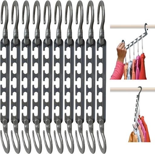 [BRSWKHY3ORYBQHA5] Wonder Hanger Max 10-Pack Space Saving Hangers, Reinforced Hooks Swivels 360°, Cascading Hanger, College Dorms & Storage Closet Organizer, Fully Assembled – Grey