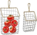 2Pcs Hanging Storage Basket, Hanging Wall Organizer for Kitchen, Hanging Fruit Baskets for Kitchen for Farmhouse Decor, Floral Plants, Groceries, Snacks, Vegetables
