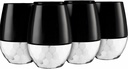 Decorline Hammered Black & Silver Stemless Wine Goblets - 16 oz (Pack of 6), Stylish Plastic Party Drinkware, Perfect for Elegant Gatherings & Special Occasions