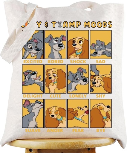 [BRSRACA5O4OQYAI2] KEYCHIN Lady Dog Tote Bag Tramp Fans Gifts Bella Notte Reusable Grocery Bag Dog Movie Merchandise