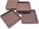 xxxHOLIC Non Slip Furniture Pads, 3” x 3” Brown Square Rubber Grippers for Hardwood Floors, Anti Skid Furniture Feet Coasters, Bed Couch Stoppers to Prevent Sliding and Scratches, Set of 4