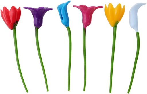 [BRSWYADYCMHAYCL4] PRETYZOOM 6pcs Flower Wine Glass Charms Silicone Floral Goblet Drink Markers Wine Glass Tags Wine Favors New Year Party Supplies for Flutes Cocktails Martinis Mixed Color