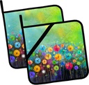 Pot Holders for Kitchen Heat Resistant Pot Holders,Abstract Floral Watercolor Painting Set of 2 Oven Hot Pads for Cooking Baking BBQ Gifts for Women Men