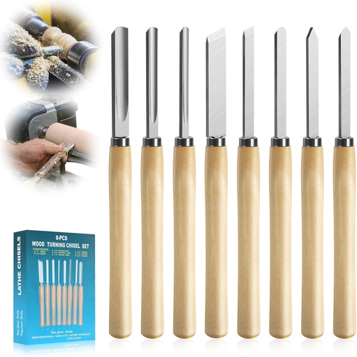 [BRSRAFIZBB4AOFA6] 8 Pcs Wood Lathe Tools, Wood Chisel Sets, Suitable For Wood Working Tools, Which is Used for Lathe, is Suitable for Beginners and Professionals (8)