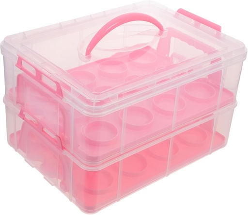 [BRSRAGA3CAJQ43LP] Transport Cupcake Multi Layer Carrier Box Handle Airtight Lid for Safe Cupcake Transport Reusable for Bakeries and Events