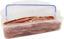 TriPi Plastic Storage Container for 2lbs Cooked or Uncooked Bacon, Meat, Food - Fresh Seal - Refrigerator, Freezer, Dishwasher, and Microwave Safe. Food Grade BPA Free