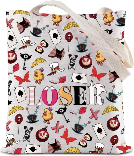 [BRSREGQBBAIQOEIY] ZJXHPO Hotel Anime Inspired Tote Bag Loser Reusable Grocery Shopping Bag Demon Cartoon Shoulder Bag