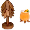 Yuoyar Coasters, Wooden Tree-Shaped Sapeli Wood Drink Coasters Set for Coffee Table, Kitchen Table Decor