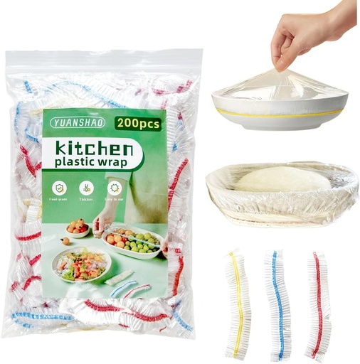 [BRSRAYL3OEDQIDIU] 200pcs Thickened Plastic Bowl Covers For Banneton Bread Proofing Basket, Large Elastic Food Storage Cover, Plastic Wrap For Food Proofing Cover