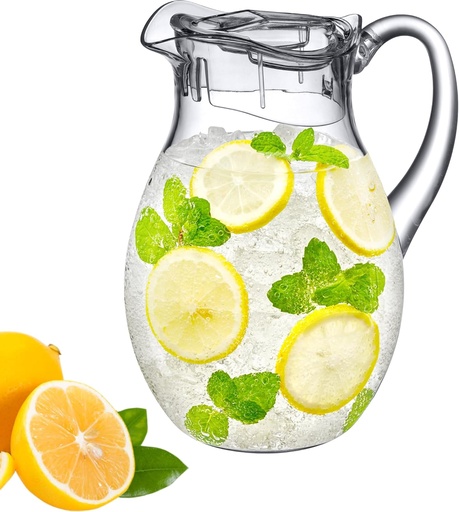 [BRSWYZYCDIHBOG3X] Amazing Abby - Bubbly - Plastic Pitcher (64 oz, 2 Quart), Clear Water Pitcher with Lid, Fridge Jug, BPA-Free, Shatter-Proof, Great for Iced Tea, Sangria, Lemonade, Juice, Milk, and More