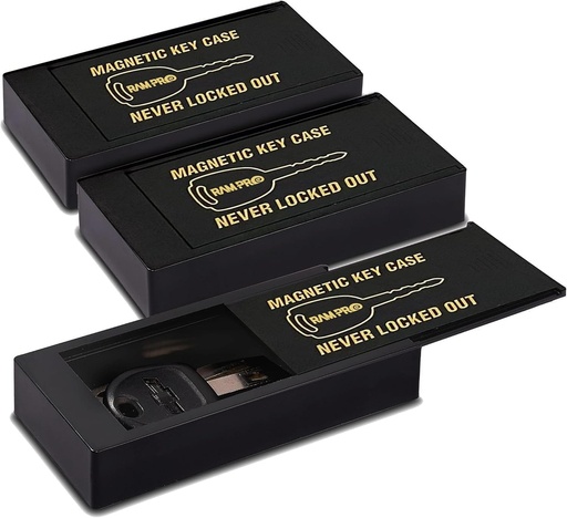 [BRSWKH32DJ5GMELX] RamPro Hide A Key Magnetic Key Holder Under Car - Hide A Key for Your Car So You Never Lock Out - Plastic Magnet Key Hider to Store a Spare for Your Home, Storage, Office, or Vehicle - 3 pack