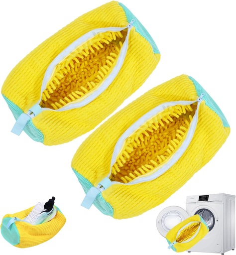 [BRSRA2YQBMNRU3L7] 2Pcs Shoe Washing Machine Bag,Cleaning Bag for All Shoe Types,Laundry Shoe Bag for Washer and Dryer (Yellow)