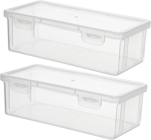 [BRSREHY3AEGRAGTV] 2Pcs Transparent Kitchen Bread Container with Airtight Sealing Lid Medium Loaf Bread Storage Boxes for Refrigerator Food Organization and Fresh Keeping