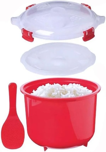 [BRSRAFI5DEFRQYDP] 2.6L Steamer, Food Grades Microwave Steamer Meal Food Rice Cooker Cereal Dish Kitchenware Kitchen Tool Accessories Red