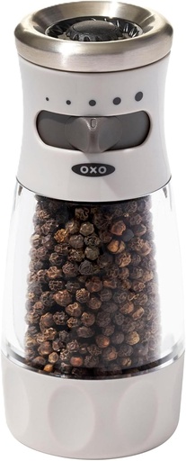 [BRSWYFQFPN7Q4GT4] OXO Good Grips Contoured Mess-Free Pepper Grinder, Adjustable Ceramic Grinder with Five Settings, Black Pepper Mill for Home and Kitchen, Spice Tool and Kitchen Gadget