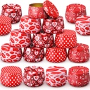 Tandefio 48 Pcs Valentine‘s Day Cookie Tins with Lids Metal Candles Candy Container 8 oz Mother's Day Cookie Storage Container Jars Candle Tins for Candle Making Storing Gifts Party Favors