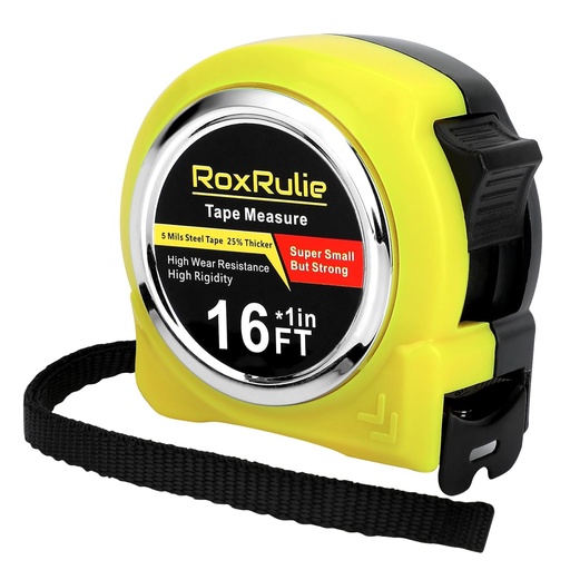 [BRSROAY3CUOQ4DQ2] Tape Measure with Fractions 1/8, Measuring Tape 16 FT, 1 Inch/25mm Wide Blade Measurement Tape, Easy Read, Small, Local Design with Fractional Read, Great for Around The House and Carpenter
