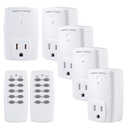 BN-LINK Mini Wireless Remote Control Outlet Switch Power Plug in for Household Appliances, Wireless Remote Light Switch, LED Light Bulbs, White (2 Remotes + 5 Outlets) 1250W/10A