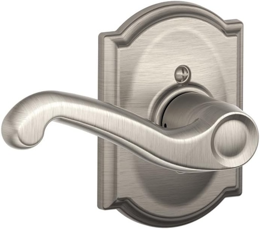 [BRSWIZYNDN7RSG3G] SCHLAGE Flair Left Handed Lever with Camelot Trim Non-Turning Lock, Satin Nickel (F170 FLA 619 CAM LH)