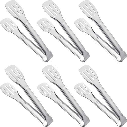 [BRSW2BD3ABYAMELV] Serving Tong Kitchen Tongs,Buffet Tongs, Stainless Steel Food Tong Serving Tong,small tongs 6 Pack (7 Inch)