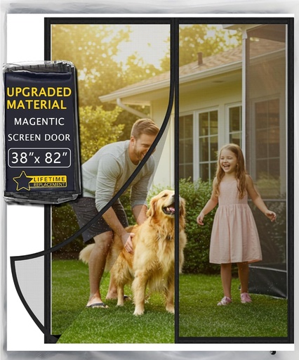 [BRSRE2YQA4FW2FYU] 2025 Upgraded Magnetic Screen Door - 3X Heavy Duty Magnets Hands-Free - Mosquito/Insect Proof- Lets Cool Breeze in - Kid/Pet Friendly - Sliding Doors Easy Install 38"x82"