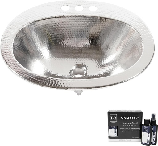 [BRSROZALOQARO3TJ] Seville 20" Drop-In Bathroom Sink and Care Kit, Nickel
