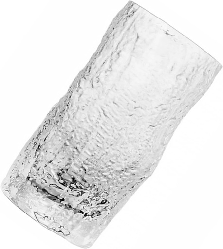 [BRSRACQBCIFQICIY] 1pc Ribbed Glass Cup for Juice and Milk Stylish Beverage Drinking Glass for Home Office Bar Smooth Rim Quality Option