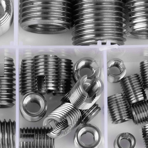 [BRSWYBT4DF5WKAY2] 50Pcs Stainless Steel Inner Thread Self Tapping Thread Inserts Set, Reinforce Repair Tool with Storage Case, M3/M4/M5/M6/M8/M10