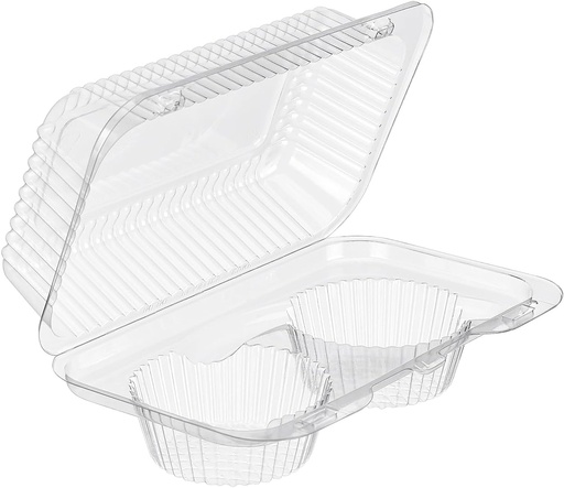 [BRSWKGABO4HBYC3I] Inline 2-Cup Compartment Clear Plastic Large Muffin Cupcake Bakery Container (pack of 40)