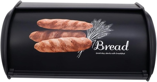 [BRSREBQ5OINROD32] Retro Style Bread Storage Box with Cover Capacity Desktop Food Container for Kitchen Countertop Bread Case in Black Snacks Fruits and Kitchenware Organization