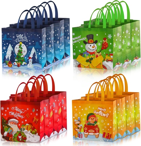 [BRSRMZY5OFYBACAV] CCINEE 12 PCS Christmas Gift Bags with Handle, Large Size Reusable Christmas Tote Bags Non-Woven Treat Bags Grocery Shopping Bags for Gifts Wrapping Xmas Party Supplies