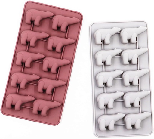 [BRSREZA3AEPGYFLD] Polar Bear Ice Cube Mold Silicone Popsicle Maker with Lid for Diy Ice Cream Cake Pink for Parties Refreshing Drinks