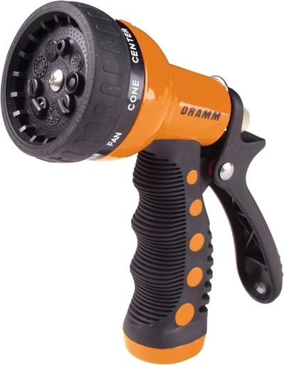 [BRSWIY34CIEGI332] Dramm® Revolver Heavy Duty 9-Pattern Garden Hose Nozzle – Adjustable Metal Spray Gun with Thumb-Control Flow & Ergonomic Grip – Orange