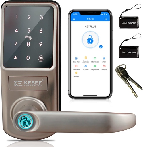 [BRSRMCQQCAARSHLJ] Smart Lock, Keypad Door Lock, Keyless Door Lock, Fingerprint Door Lock, Biometric Door Lock, Keypad Entry Door Lock, Passcode Code Door Lock, Digital Smart Door Lock (Nickle)