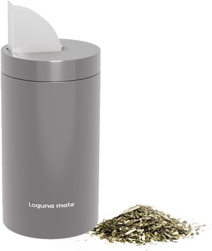 [BRSRAGQYA4BBSHTX] Yerbero Yerba Mate Container with Easy to Open Twist Cap and Pour Spout - Sugar and Coffee Dispenser - Gray