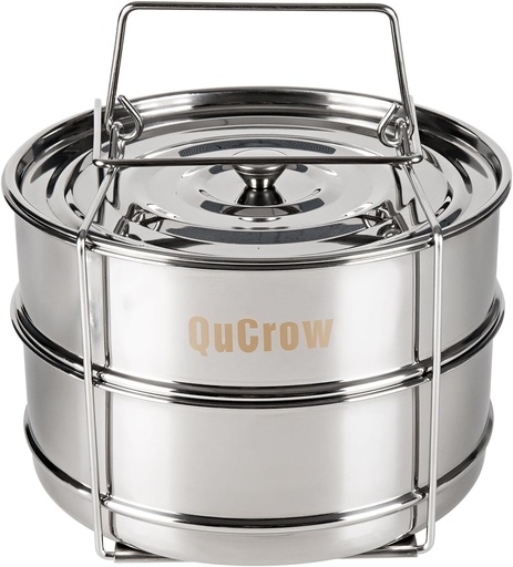 [BRSWGEA7AECBA3AY] Stackable Steamer Insert Pan with Sling - Stainless Steel Food Steamer for 6/8 Quart Pressure Cooker – Instant Pot Accessary