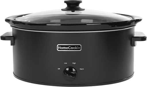 [BRSROCT4OACGCG36] HOMECOOKIN 6 Quart Slow Cooker Oval Manual Pot Food Warmer with 3 Cooking Settings, Black Stainless Steel