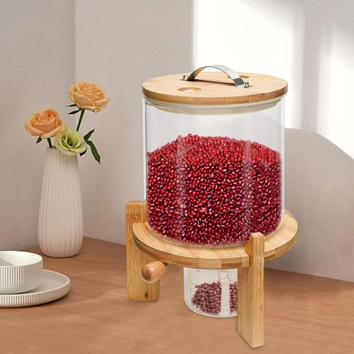 [BRSROBARAQJRGH3O] Cereal Dispenser, 5l/1.32gal Coarse Grain Storage Tank with Measuring Cup Food Storage Container with Lid Kitchen Organization and Storage for Oatmeal Corn