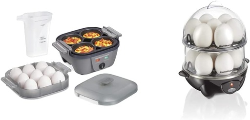 [BRSRMHAZC4NQKGQV] Hamilton Beach Egg Cookers Bundle - Egg Bite Maker, Hard Boiler & Poacher (25510 + 25508)