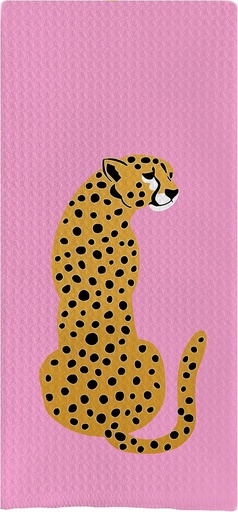 [BRSROFQRAFYRU3TG] DOTAIN Pink Kitchen Towels,Preppy Cheetah Leopard Waffle Weave Kitchen Dish Towel Cloth Decor,Preppy Bathroom Decor(24x16inch)