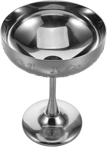 [BRSRACYTA56WYC34] Stainless Steel Dessert Goblet Floral Pattern Footed Cup for Ice Cream Elegant Stemware for Home Party and Bar Use